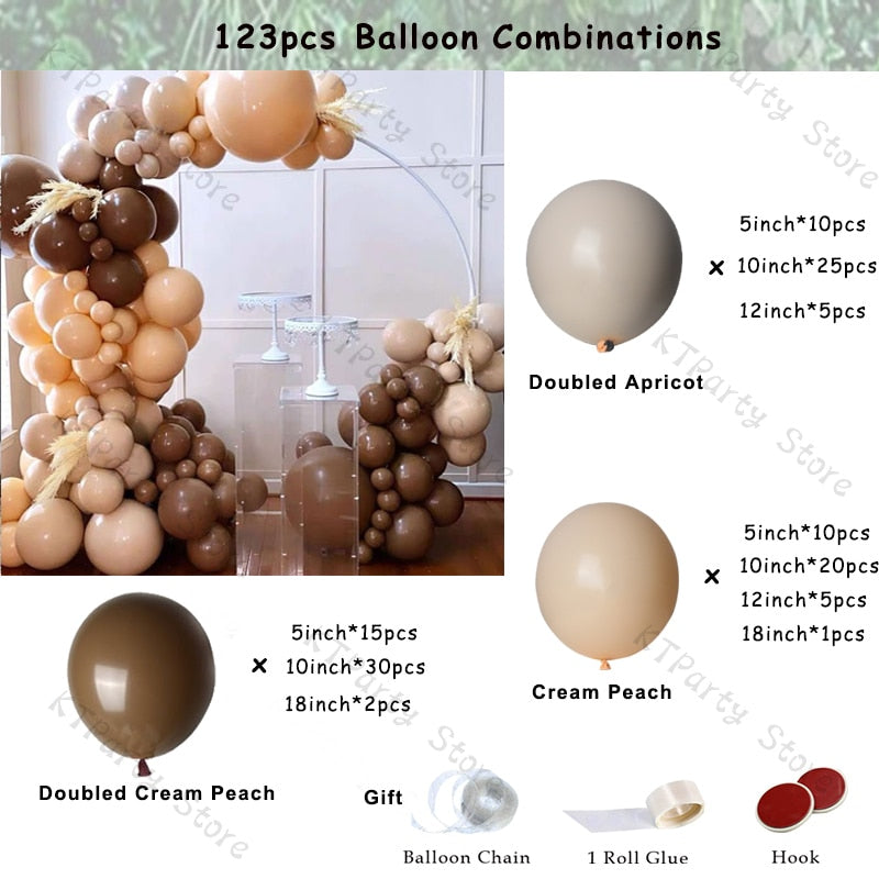 Retro Coffee Matte White Balloons Garland Arch Kit Boho Wedding Decoration Gender Reveal Birthday Baby Shower Decor Accessory - Originalsgroup