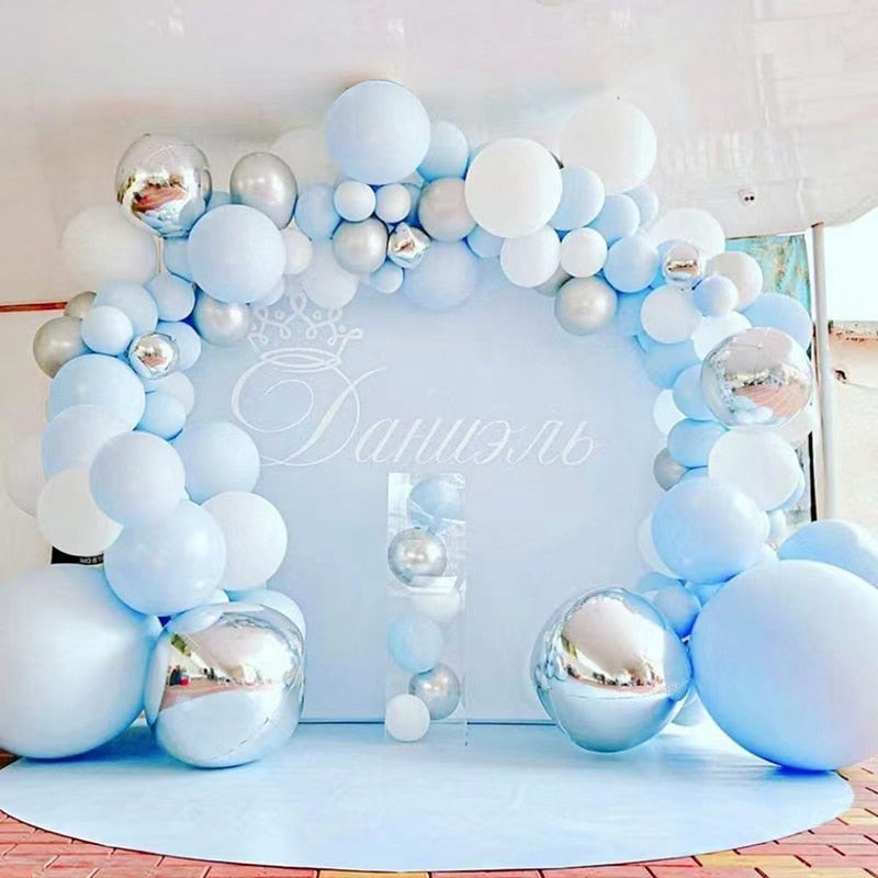 Baby Shower Birthday Balloons Blue Metallic Balloon Garland Arch Kit Welcome Girl Baptism Confetti Birthday Party Decoration - Originalsgroup