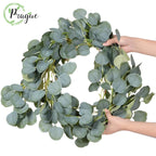 2M Eucalyptus Garland Artificial Faux Garland Wall Decor Silver Dollar Eucalyptus Greenery Leaves Vines Plant for Wedding Arch - Originalsgroup