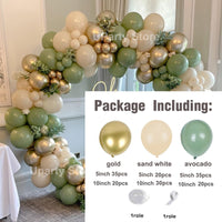 162Pcs Avocado Green Balloons Garland Arch Creamy White Retro Olive Green Balloon for Wedding Birthday Party Background Decor - Originalsgroup