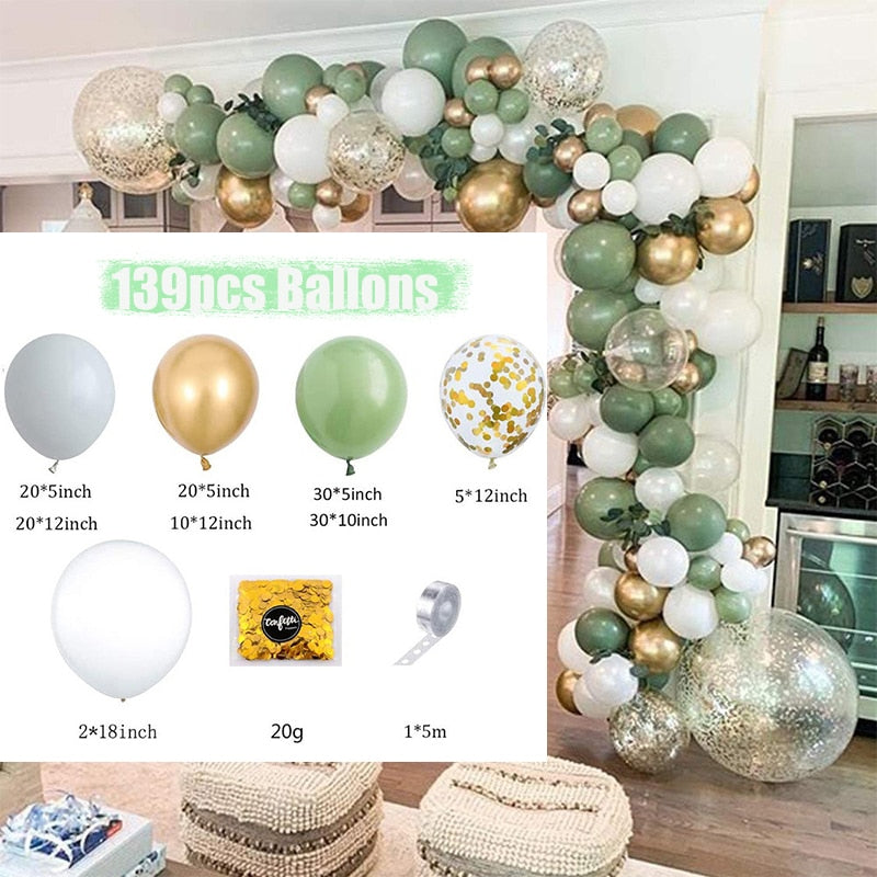 Baby Shower Birthday Balloons Blue Metallic Balloon Garland Arch Kit Welcome Girl Baptism Confetti Birthday Party Decoration - Originalsgroup