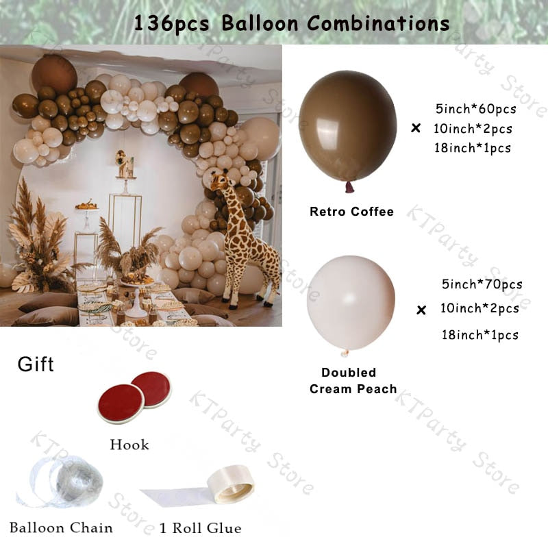 Retro Coffee Matte White Balloons Garland Arch Kit Boho Wedding Decoration Gender Reveal Birthday Baby Shower Decor Accessory - Originalsgroup