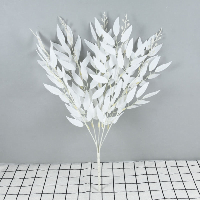 Silk Artificial Willow Bouquet Fake Green Leaves for Wedding Home Garden Vase Decoration Jungle Party DIY Plants Wreath - Originalsgroup