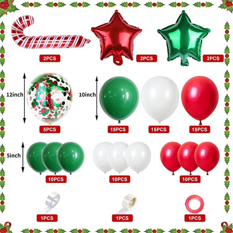 Christmas Balloon Arch Green Gold Red Box Candy Balloons Garland Cone Explosion Star Foil Balloons New Year Christma Party Decor - Originalsgroup