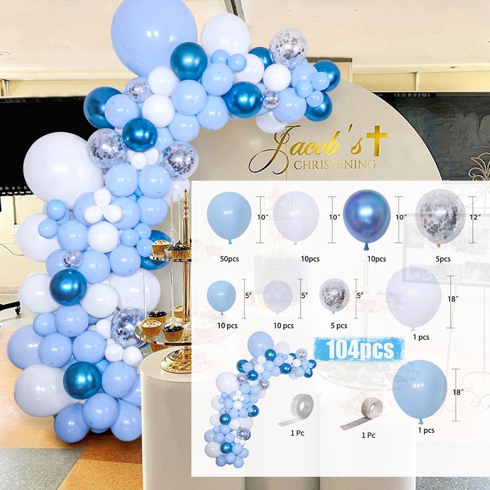 Baby Shower Birthday Balloons Blue Metallic Balloon Garland Arch Kit Welcome Girl Baptism Confetti Birthday Party Decoration - Originalsgroup