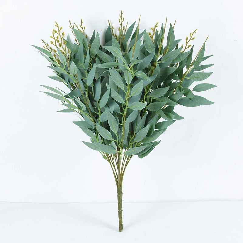 Silk Artificial Willow Bouquet Fake Green Leaves for Wedding Home Garden Vase Decoration Jungle Party DIY Plants Wreath - Originalsgroup