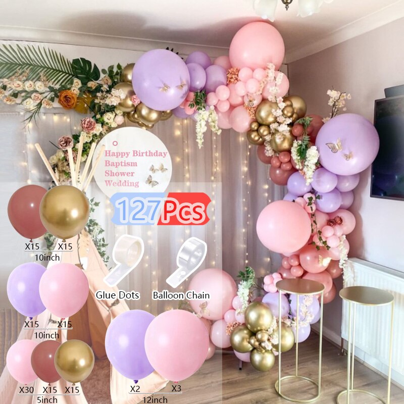 Balloons Arch Set Pink White Gold And Confetti Balloon Garland Wedding Baby Baptism Shower Birthday Party Balloon Decoration - Originalsgroup