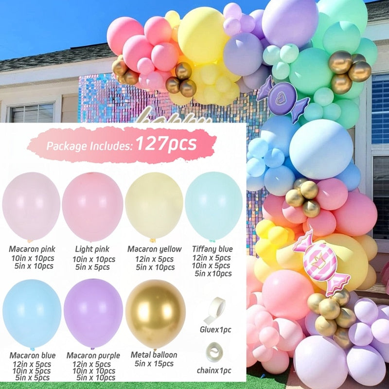 Blue Macaron Balloon Garland Arch Kit Birthday Party Decor Foil Latex Ballon Wedding Birthday Party Baby Shower Kids Baloon - Originalsgroup
