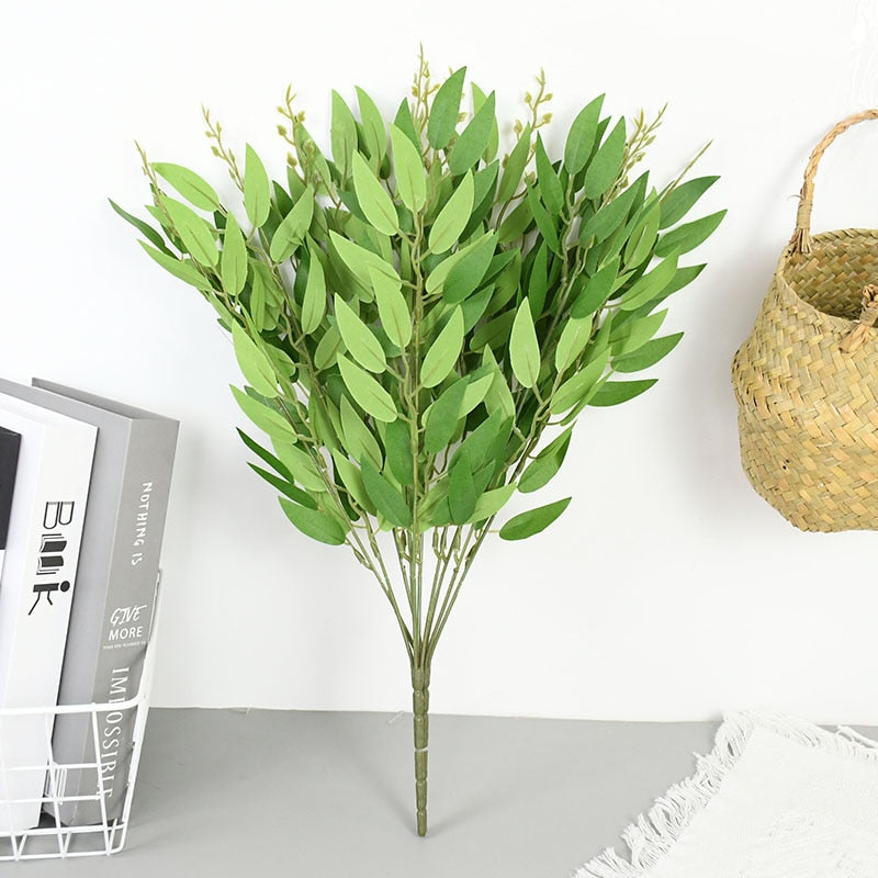 Silk Artificial Willow Bouquet Fake Green Leaves for Wedding Home Garden Vase Decoration Jungle Party DIY Plants Wreath - Originalsgroup