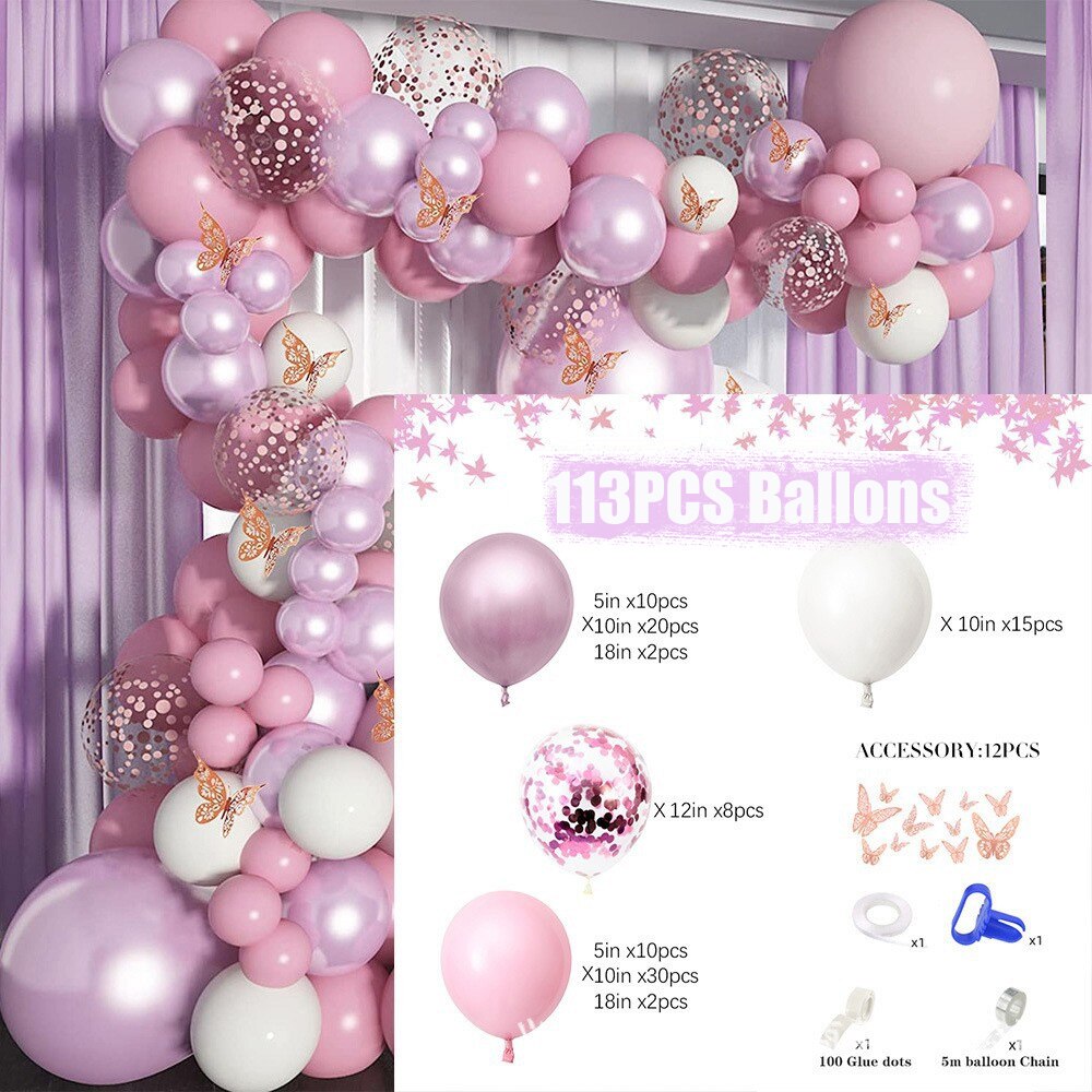 Baby Shower Birthday Balloons Blue Metallic Balloon Garland Arch Kit Welcome Girl Baptism Confetti Birthday Party Decoration - Originalsgroup