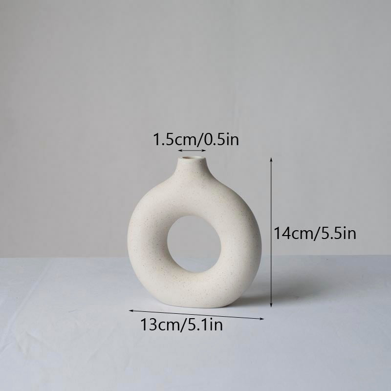 Nordic Ceramic Vase for Pampas Grass Donuts Flower Pot Home Decoration Accessories Office Living Room Interior Table Desk Decor - Originalsgroup
