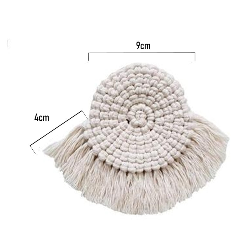 Home Creative Cotton Braid Coaster Handmade Macrame Cup Cushion Bohemia Style Non-slip Cup Mat - Originalsgroup
