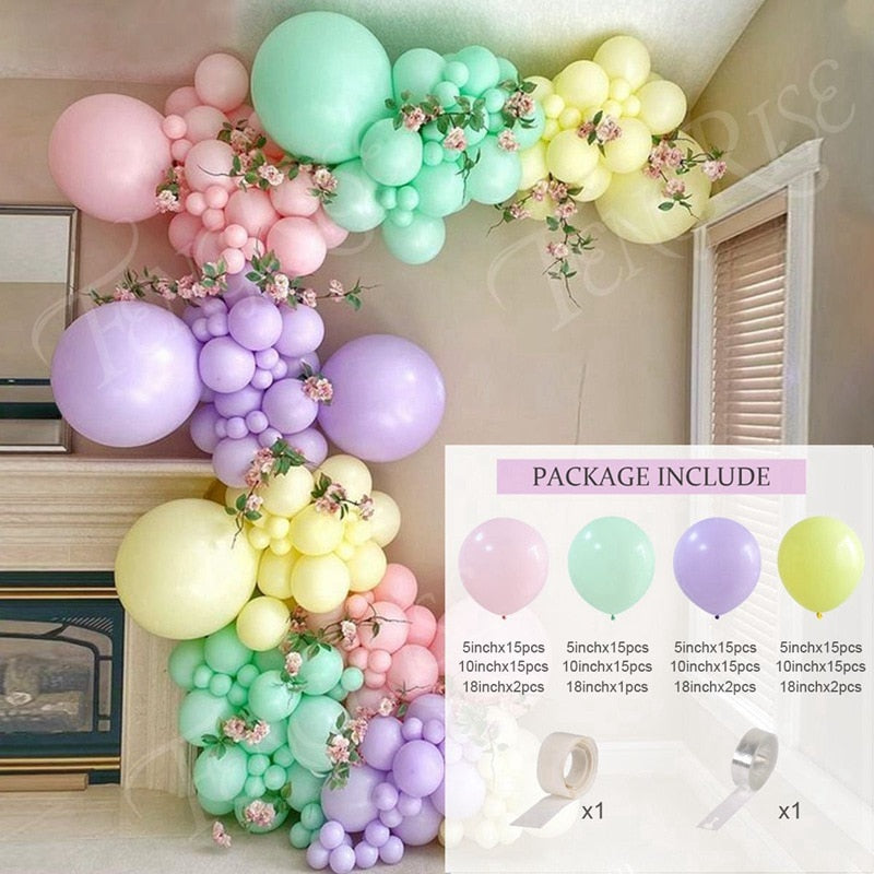 Macaron Balloons Garland Latex Ballons Arch Happy Birthday Party Decor Kids Adult Wedding Baloon Chain Baby Shower Balloon - Originalsgroup