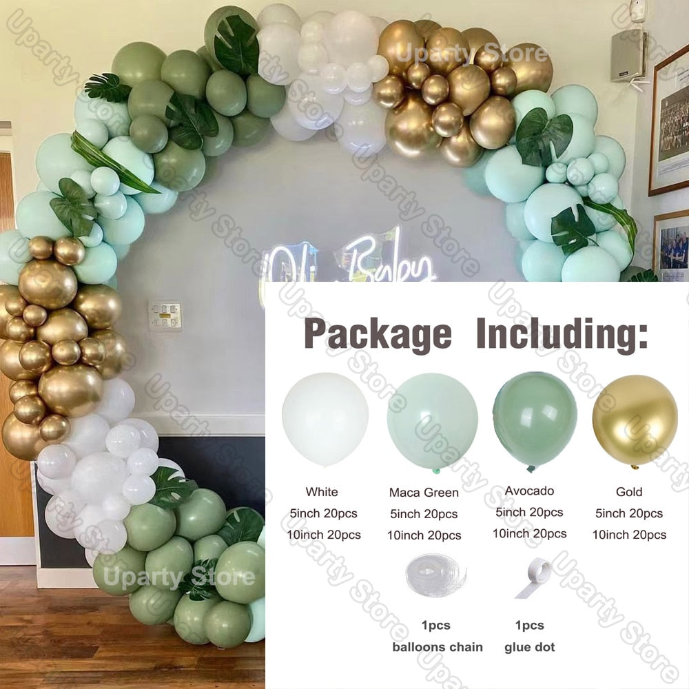 162Pcs Avocado Green Balloons Garland Arch Creamy White Retro Olive Green Balloon for Wedding Birthday Party Background Decor - Originalsgroup