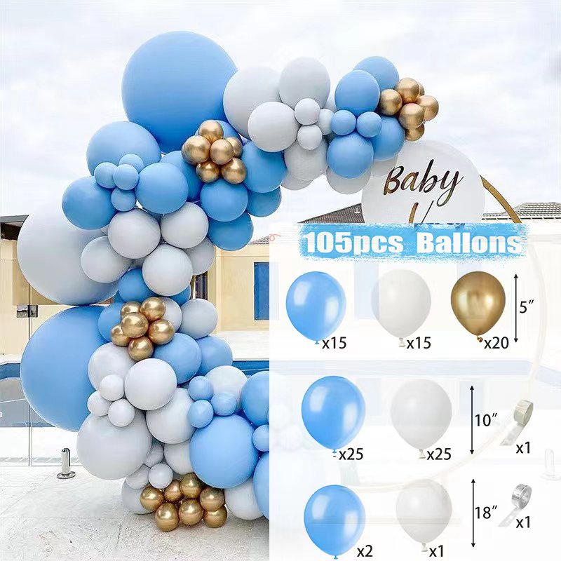 Baby Shower Birthday Balloons Blue Metallic Balloon Garland Arch Kit Welcome Girl Baptism Confetti Birthday Party Decoration - Originalsgroup