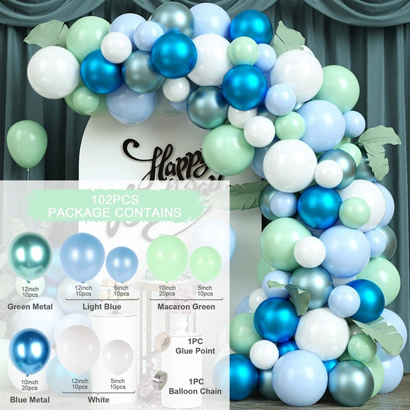 Blue Macaron Balloon Garland Arch Kit Birthday Party Decor Foil Latex Ballon Wedding Birthday Party Baby Shower Kids Baloon - Originalsgroup