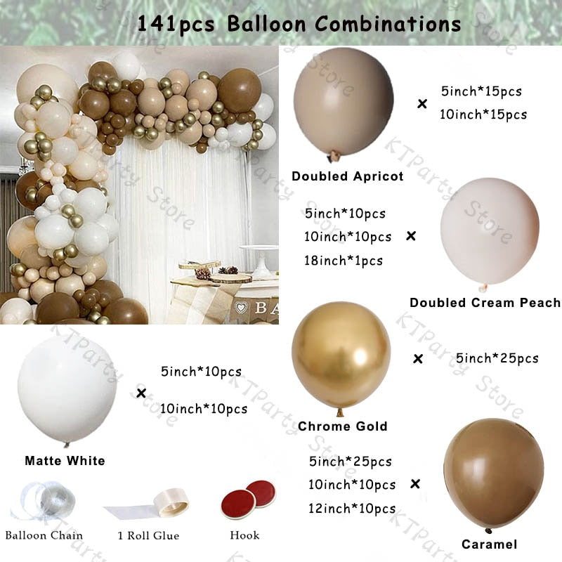 Retro Coffee Matte White Balloons Garland Arch Kit Boho Wedding Decoration Gender Reveal Birthday Baby Shower Decor Accessory - Originalsgroup