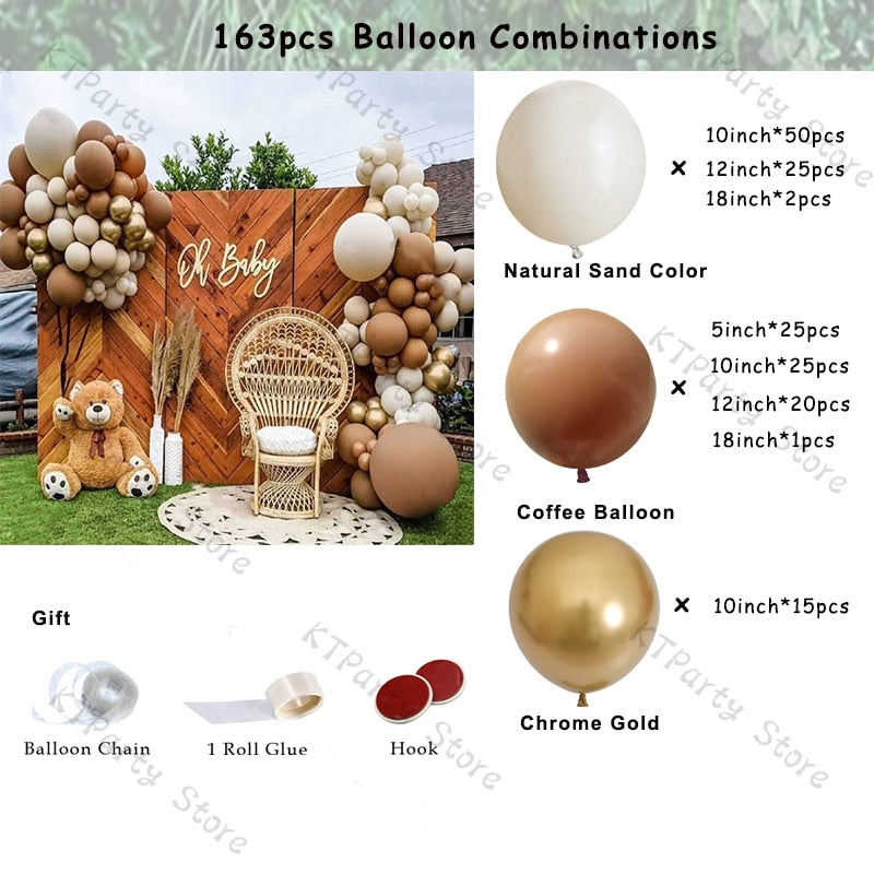 Retro Coffee Matte White Balloons Garland Arch Kit Boho Wedding Decoration Gender Reveal Birthday Baby Shower Decor Accessory - Originalsgroup