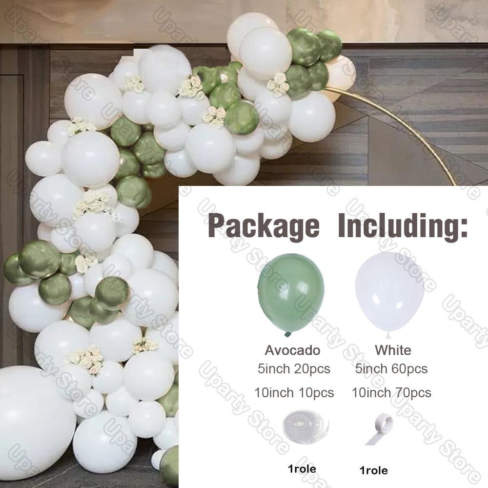 162Pcs Avocado Green Balloons Garland Arch Creamy White Retro Olive Green Balloon for Wedding Birthday Party Background Decor - Originalsgroup