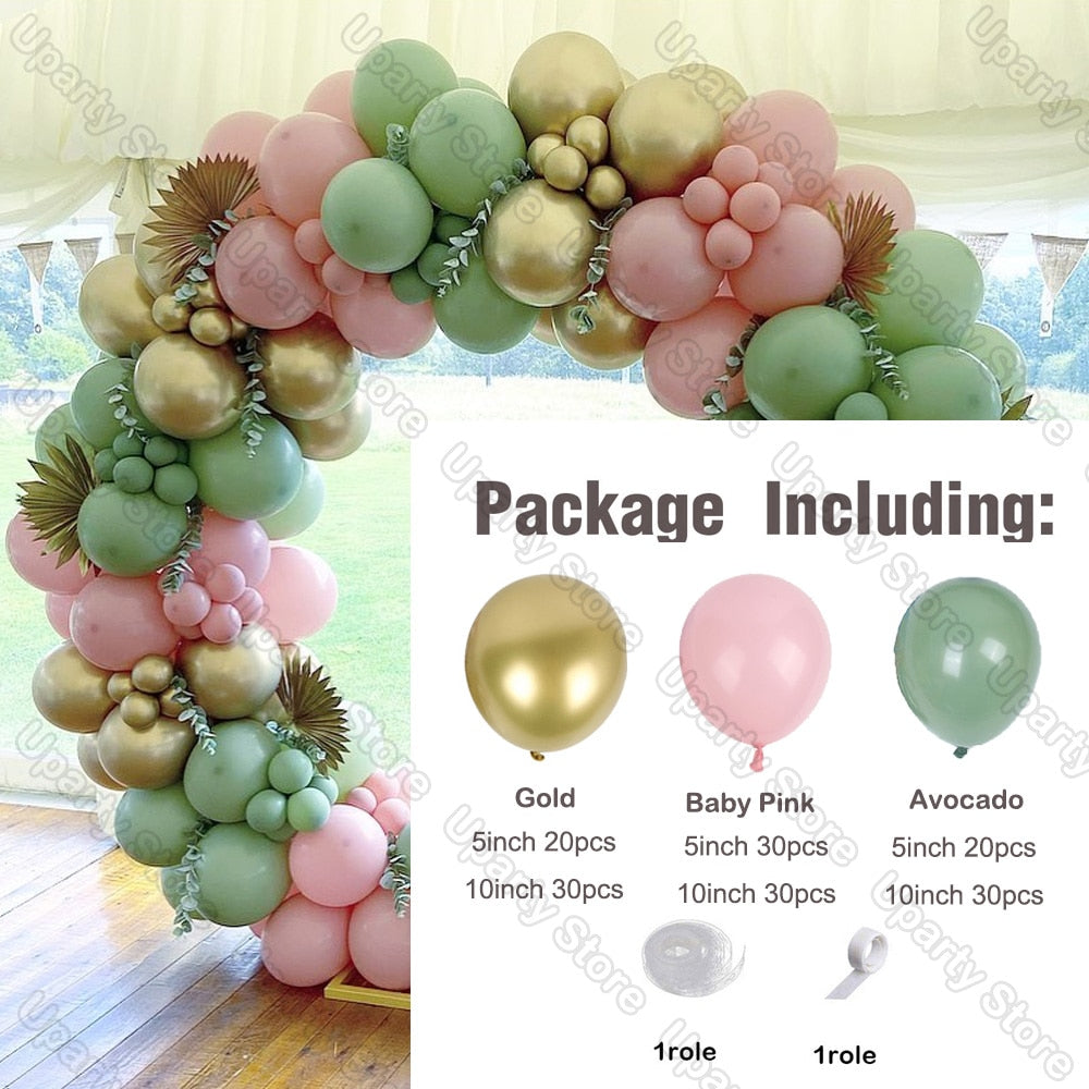162Pcs Avocado Green Balloons Garland Arch Creamy White Retro Olive Green Balloon for Wedding Birthday Party Background Decor - Originalsgroup