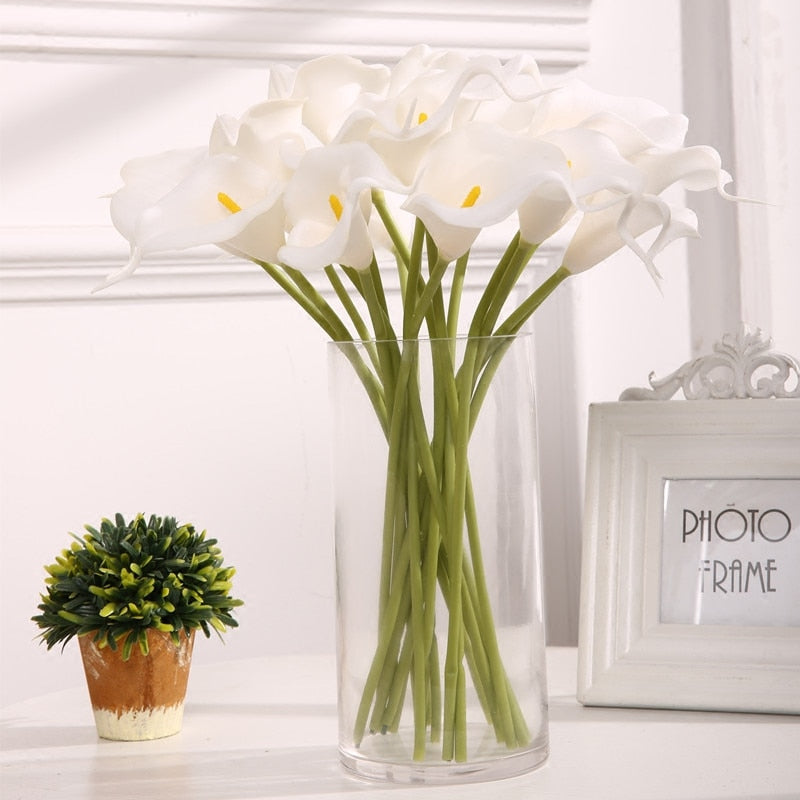 10Pcs High Quality Real Touch Calla Lily Artificial Flowers Calla Lily Bouquet For Wedding Bouquet Bridal Home Flower Decoration - Originalsgroup