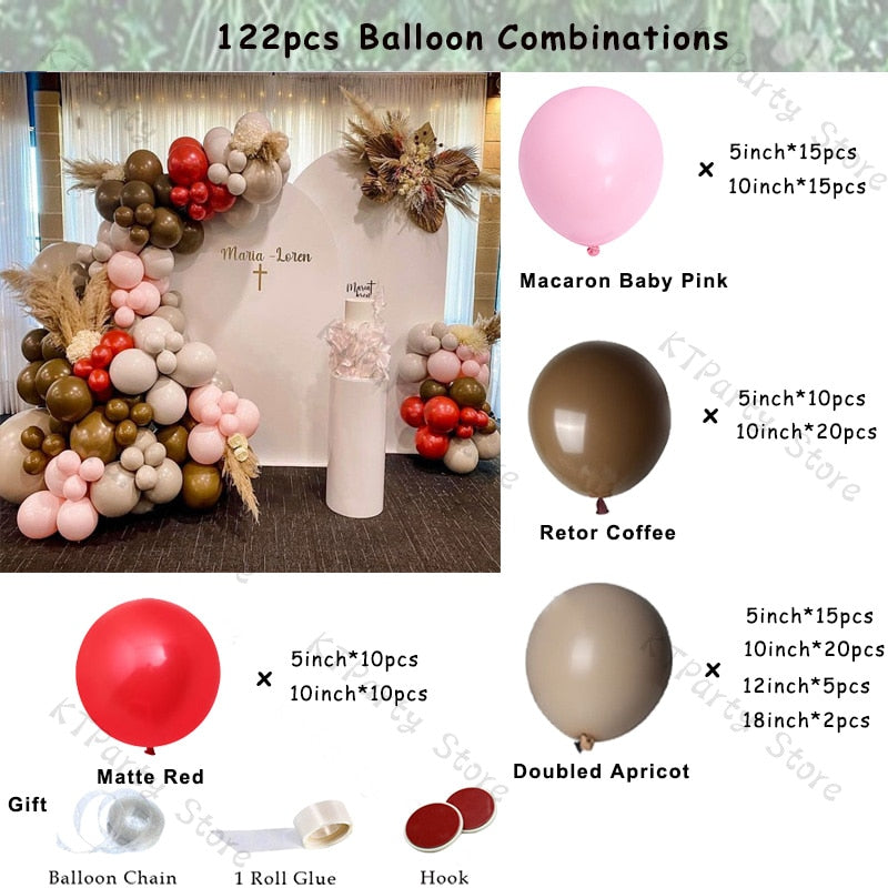 Retro Coffee Matte White Balloons Garland Arch Kit Boho Wedding Decoration Gender Reveal Birthday Baby Shower Decor Accessory - Originalsgroup