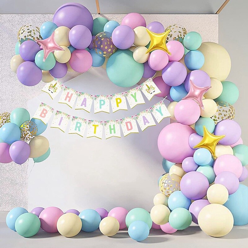 Macaron Balloons Garland Latex Ballons Arch Happy Birthday Party Decor Kids Adult Wedding Baloon Chain Baby Shower Balloon - Originalsgroup