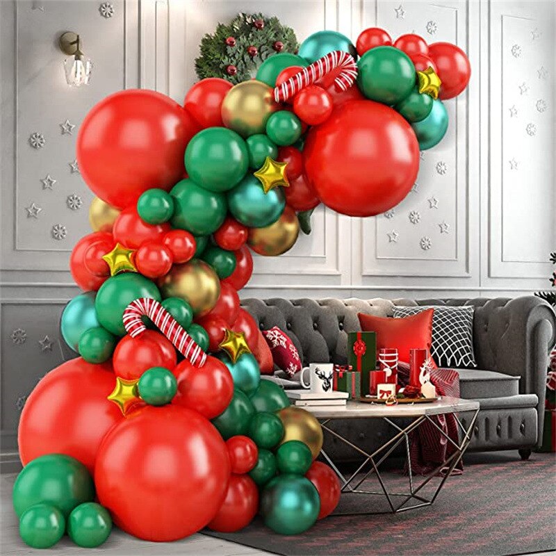 Christmas Balloon Arch Green Gold Red Box Candy Balloons Garland Cone Explosion Star Foil Balloons New Year Christma Party Decor - Originalsgroup