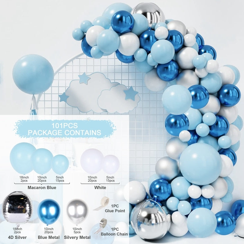 Blue Macaron Balloon Garland Arch Kit Birthday Party Decor Foil Latex Ballon Wedding Birthday Party Baby Shower Kids Baloon - Originalsgroup
