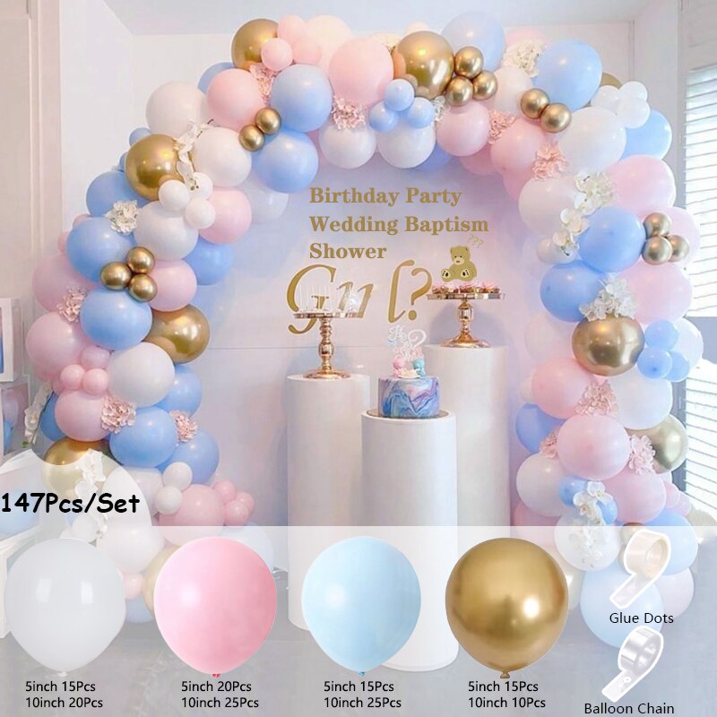 Balloons Arch Set Pink White Gold And Confetti Balloon Garland Wedding Baby Baptism Shower Birthday Party Balloon Decoration - Originalsgroup