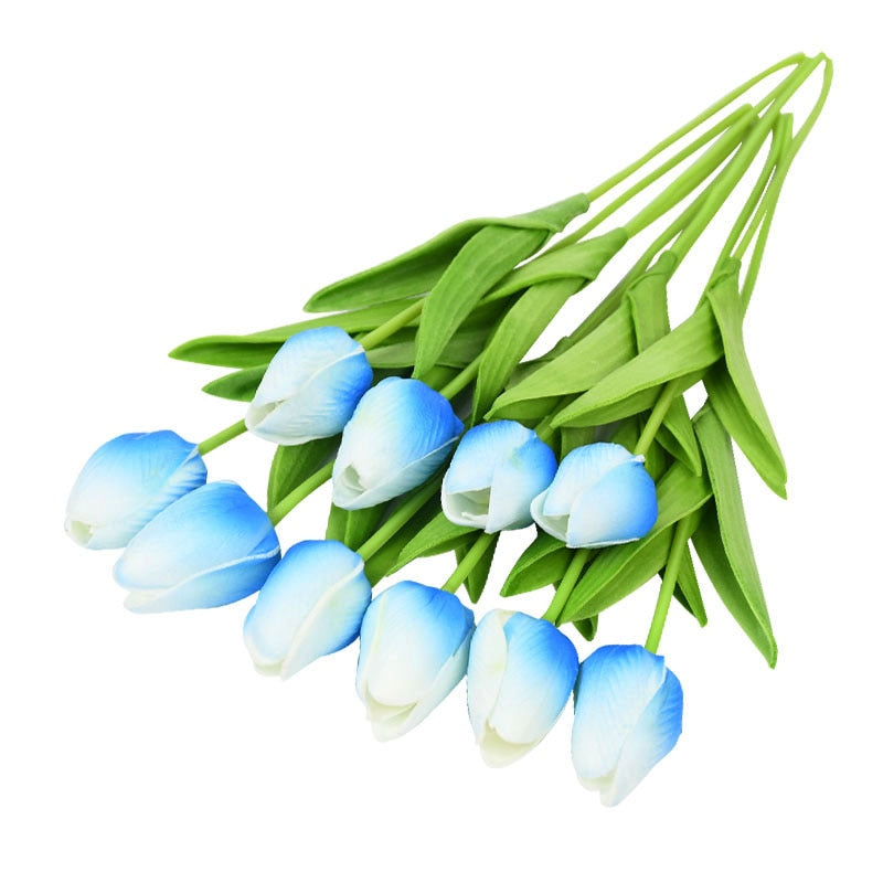 10PCS Tulip Artificial Flower Real Touch Artificial Bouquet PE Fake Flower for Wedding Decoration Flowers Home Garden Decor - Originalsgroup
