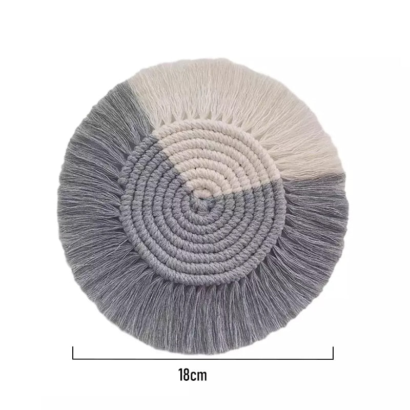 Home Creative Cotton Braid Coaster Handmade Macrame Cup Cushion Bohemia Style Non-slip Cup Mat - Originalsgroup
