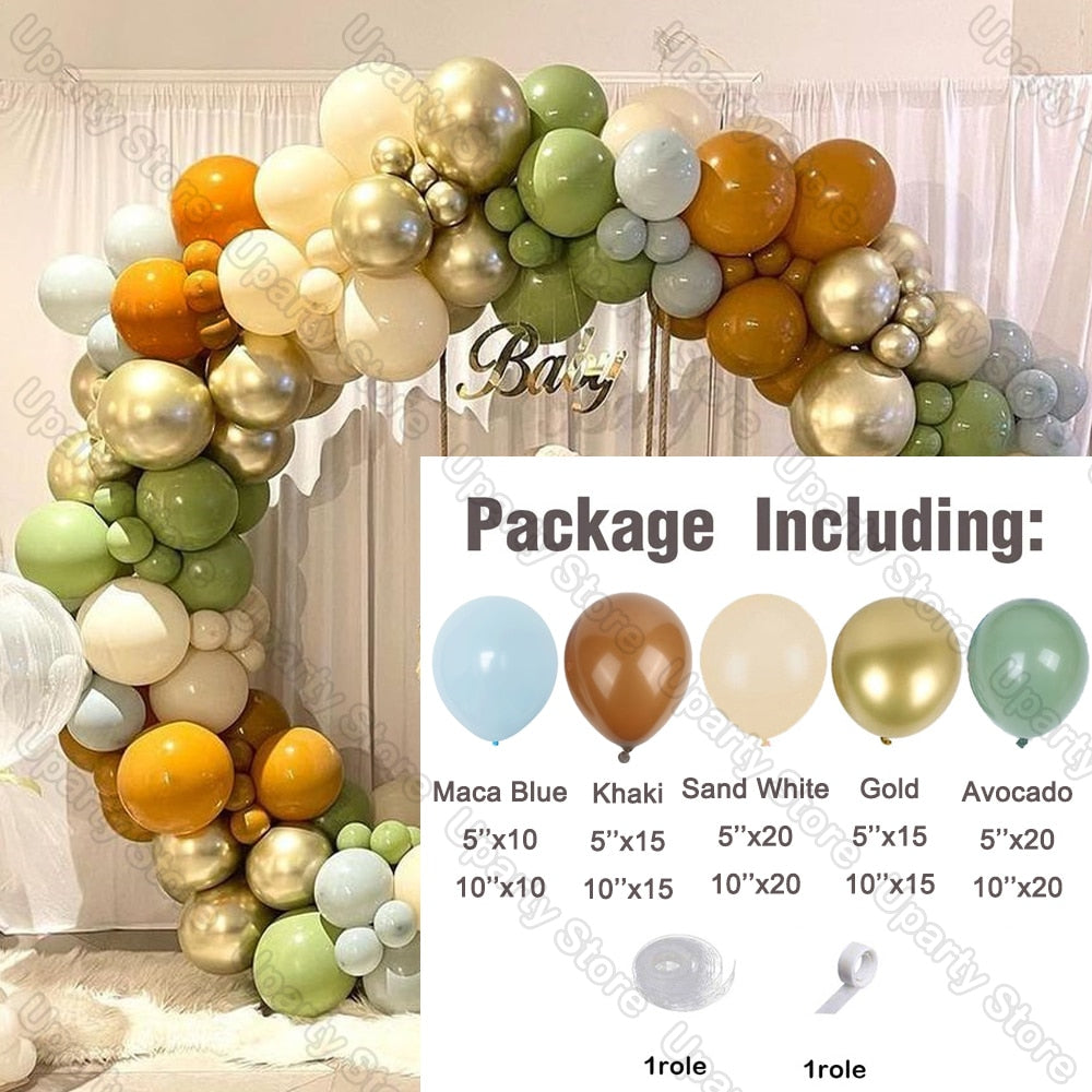 162Pcs Avocado Green Balloons Garland Arch Creamy White Retro Olive Green Balloon for Wedding Birthday Party Background Decor - Originalsgroup