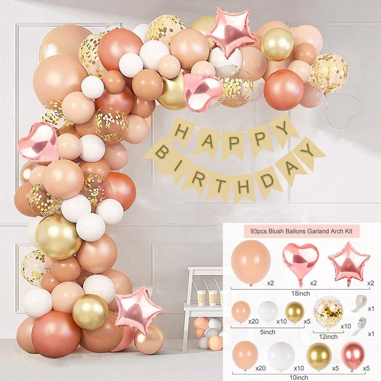 Macaron Pink Balloon Garland Arch Kit Wedding Birthday Party Decoration Kids Globos Rose Gold Confetti Latex Ballon Baby Shower - Originalsgroup