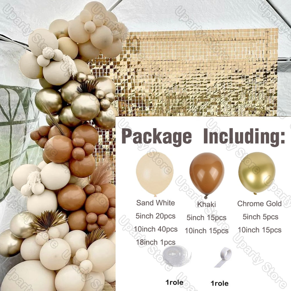 1 Set Khaki Sand White Balloons Arch Garland Kit Retro Coffee Brown White Sand Balloons Birthday Party Decorations Baby Shower - Originalsgroup