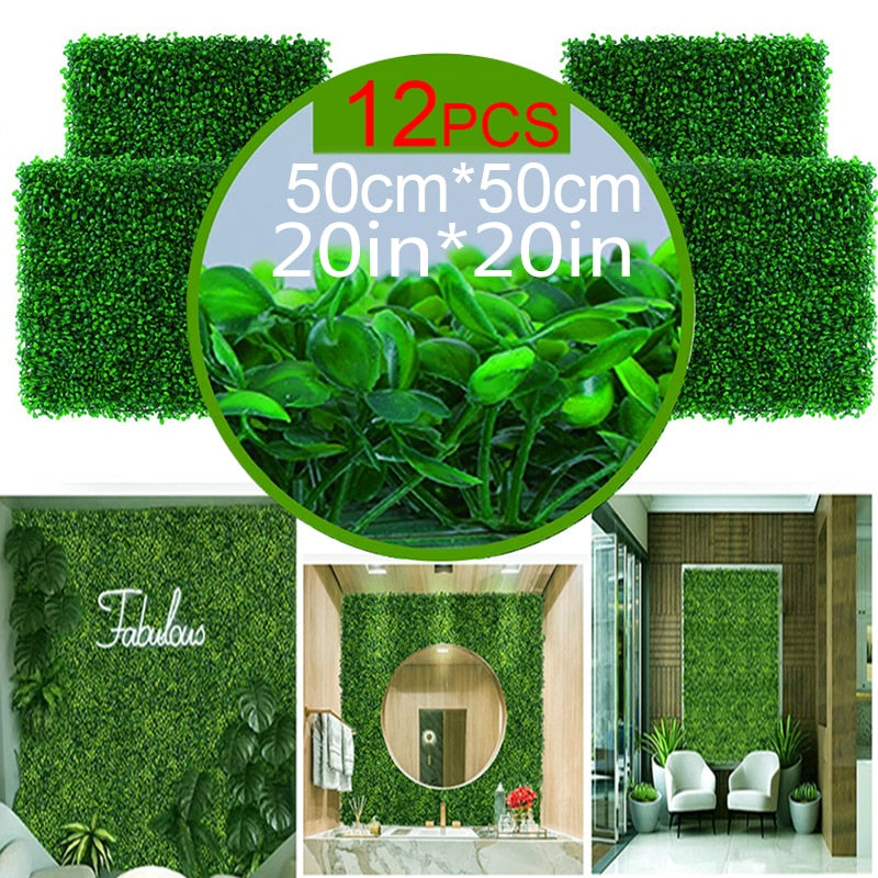 Artificial Plants Grass Wall Panel Boxwood Hedge Greenery UV Protection Green Decor Privacy Fence Backyard Screen Wedding - Originalsgroup