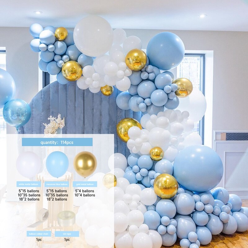 Blue Macaron Balloon Garland Arch Kit Birthday Party Decor Foil Latex Ballon Wedding Birthday Party Baby Shower Kids Baloon - Originalsgroup