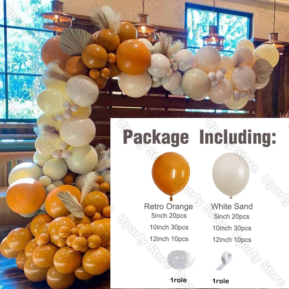 1 Set Khaki Sand White Balloons Arch Garland Kit Retro Coffee Brown White Sand Balloons Birthday Party Decorations Baby Shower - Originalsgroup