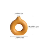 Nordic Ceramic Vase for Pampas Grass Donuts Flower Pot Home Decoration Accessories Office Living Room Interior Table Desk Decor - Originalsgroup