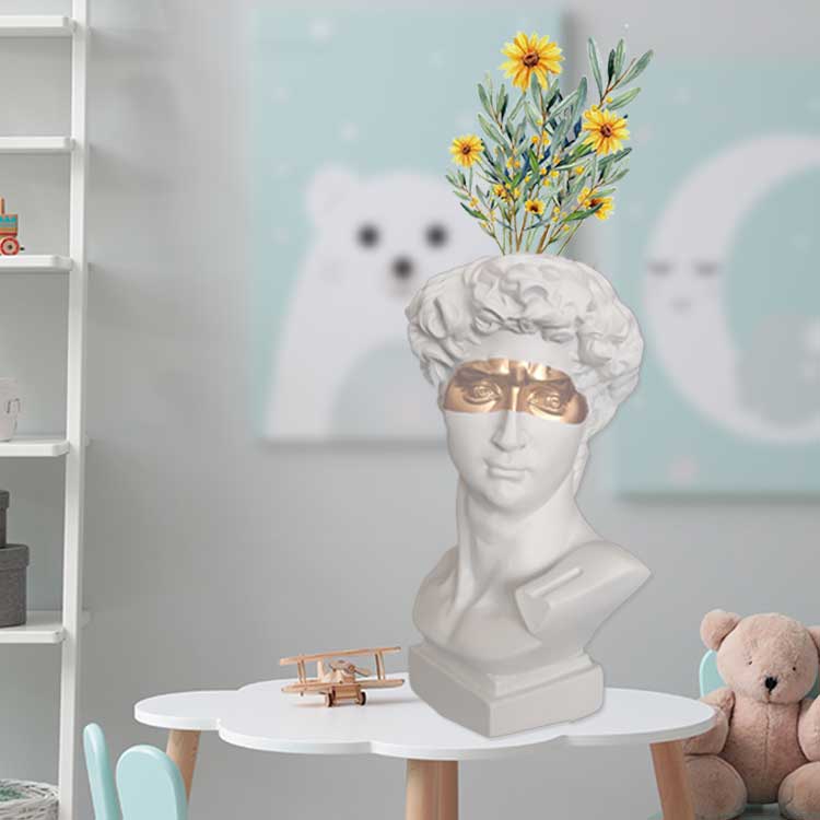W&amp;G Nordic Vase Home Decor Vase Creative Human Head Portrait Flower Vases Room Decoration Resin David Flower Vase Room Decor - Originalsgroup