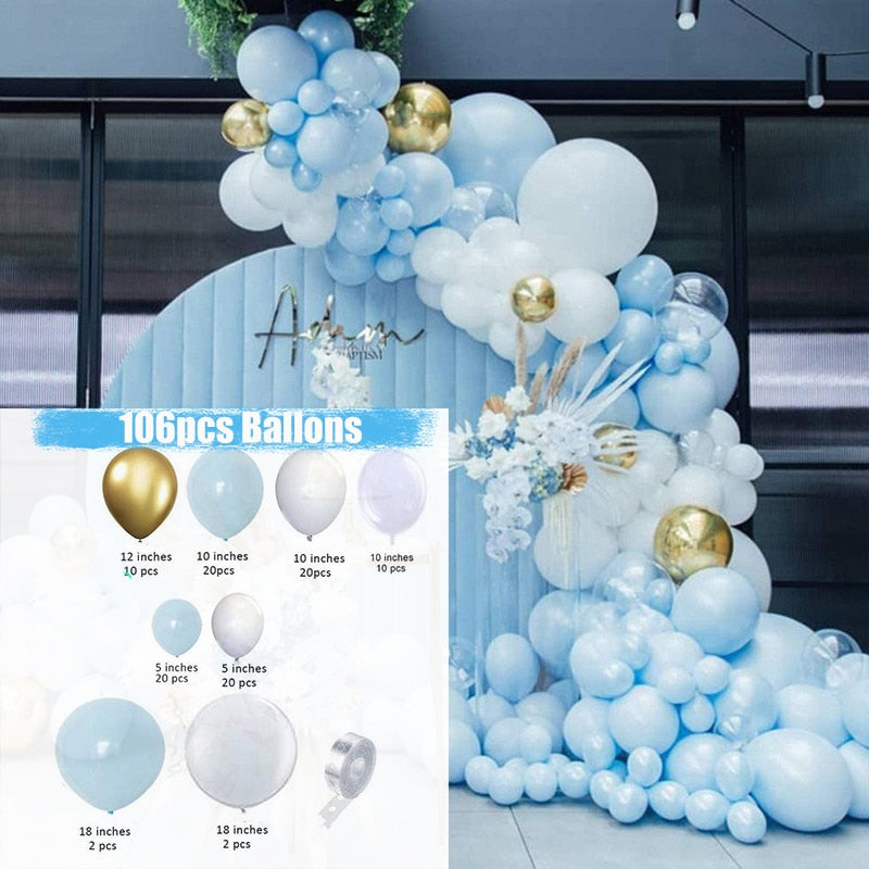 Baby Shower Birthday Balloons Blue Metallic Balloon Garland Arch Kit Welcome Girl Baptism Confetti Birthday Party Decoration - Originalsgroup