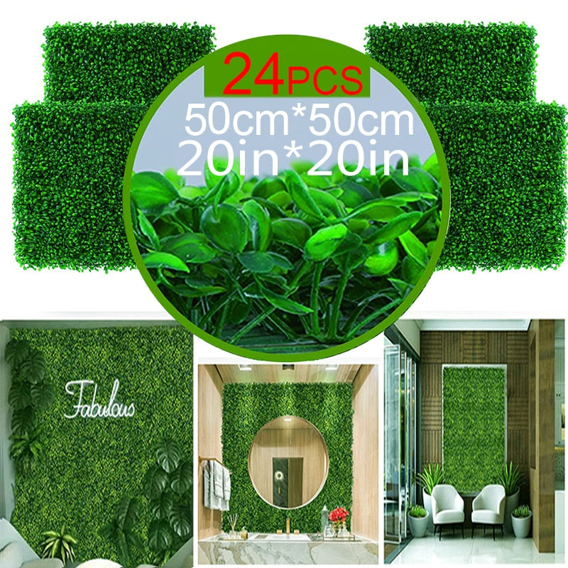 Artificial Plants Grass Wall Panel Boxwood Hedge Greenery UV Protection Green Decor Privacy Fence Backyard Screen Wedding - Originalsgroup