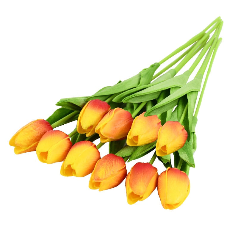 10PCS Tulip Artificial Flower Real Touch Artificial Bouquet PE Fake Flower for Wedding Decoration Flowers Home Garden Decor - Originalsgroup