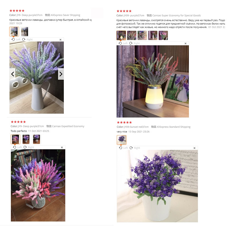 Artificial Flowers Flocked Plastic Lavender Bundle Fake Plants Wedding Bridle Bouquet Indoor Outdoor Home Kitchen Office Table - Originalsgroup