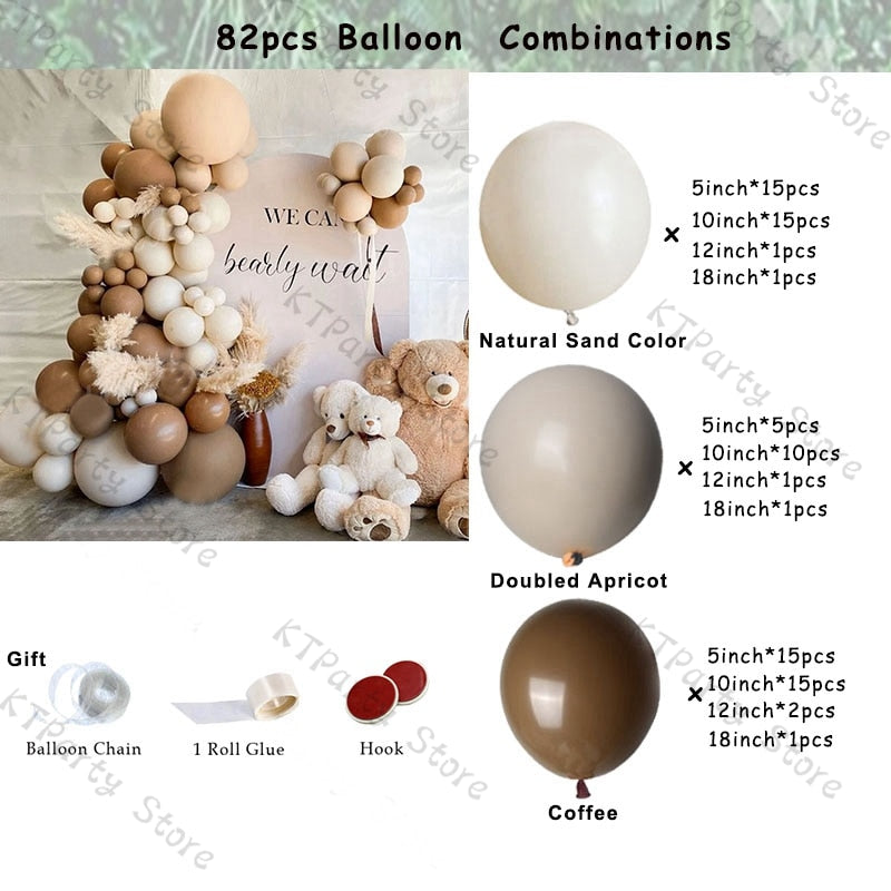 Retro Coffee Matte White Balloons Garland Arch Kit Boho Wedding Decoration Gender Reveal Birthday Baby Shower Decor Accessory - Originalsgroup