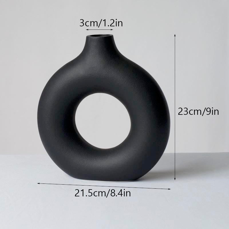 Nordic Ceramic Vase for Pampas Grass Donuts Flower Pot Home Decoration Accessories Office Living Room Interior Table Desk Decor - Originalsgroup