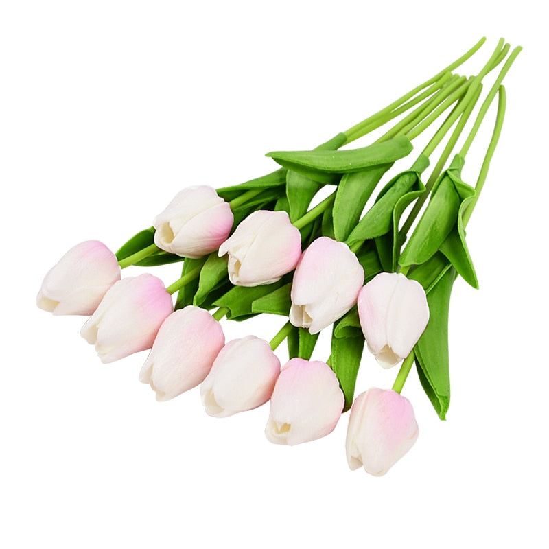 10PCS Tulip Artificial Flower Real Touch Artificial Bouquet PE Fake Flower for Wedding Decoration Flowers Home Garden Decor - Originalsgroup