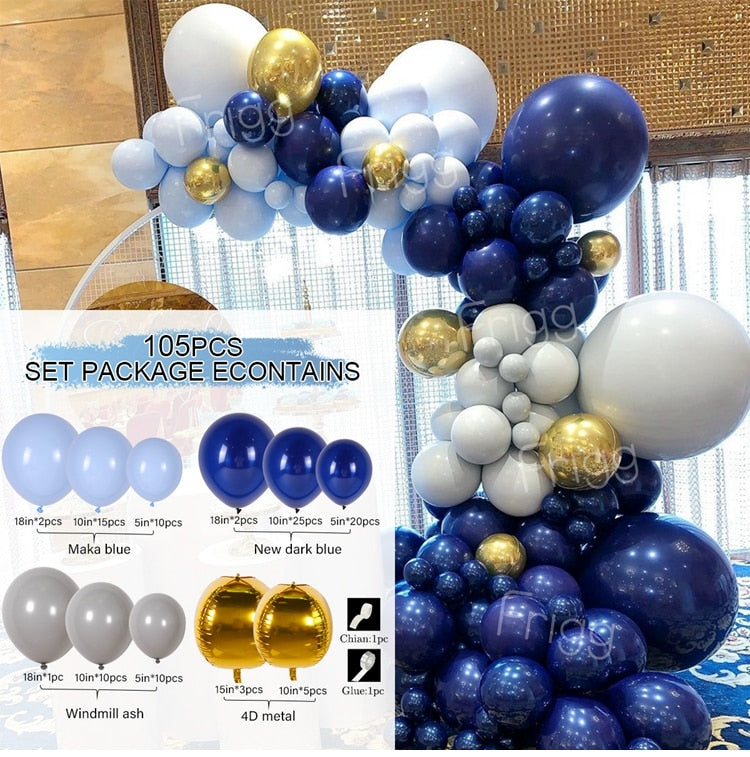 Blue Macaron Balloon Garland Arch Kit Birthday Party Decor Foil Latex Ballon Wedding Birthday Party Baby Shower Kids Baloon - Originalsgroup