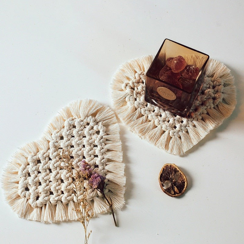 Home Creative Cotton Braid Coaster Handmade Macrame Cup Cushion Bohemia Style Non-slip Cup Mat - Originalsgroup