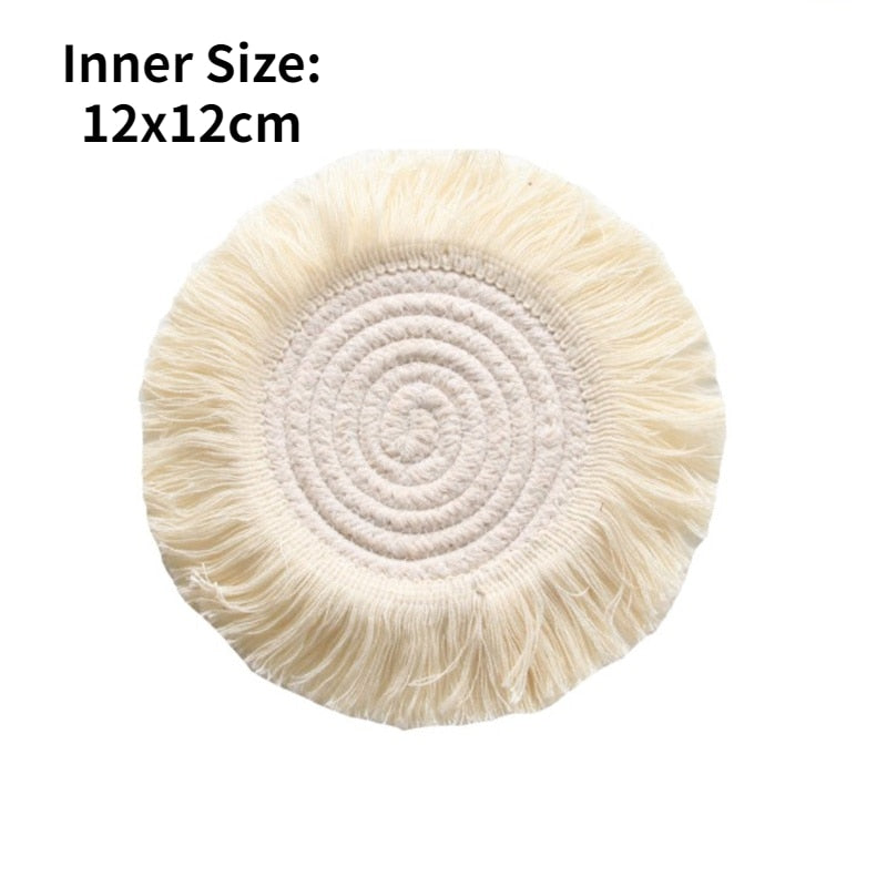 Home Creative Cotton Braid Coaster Handmade Macrame Cup Cushion Bohemia Style Non-slip Cup Mat - Originalsgroup